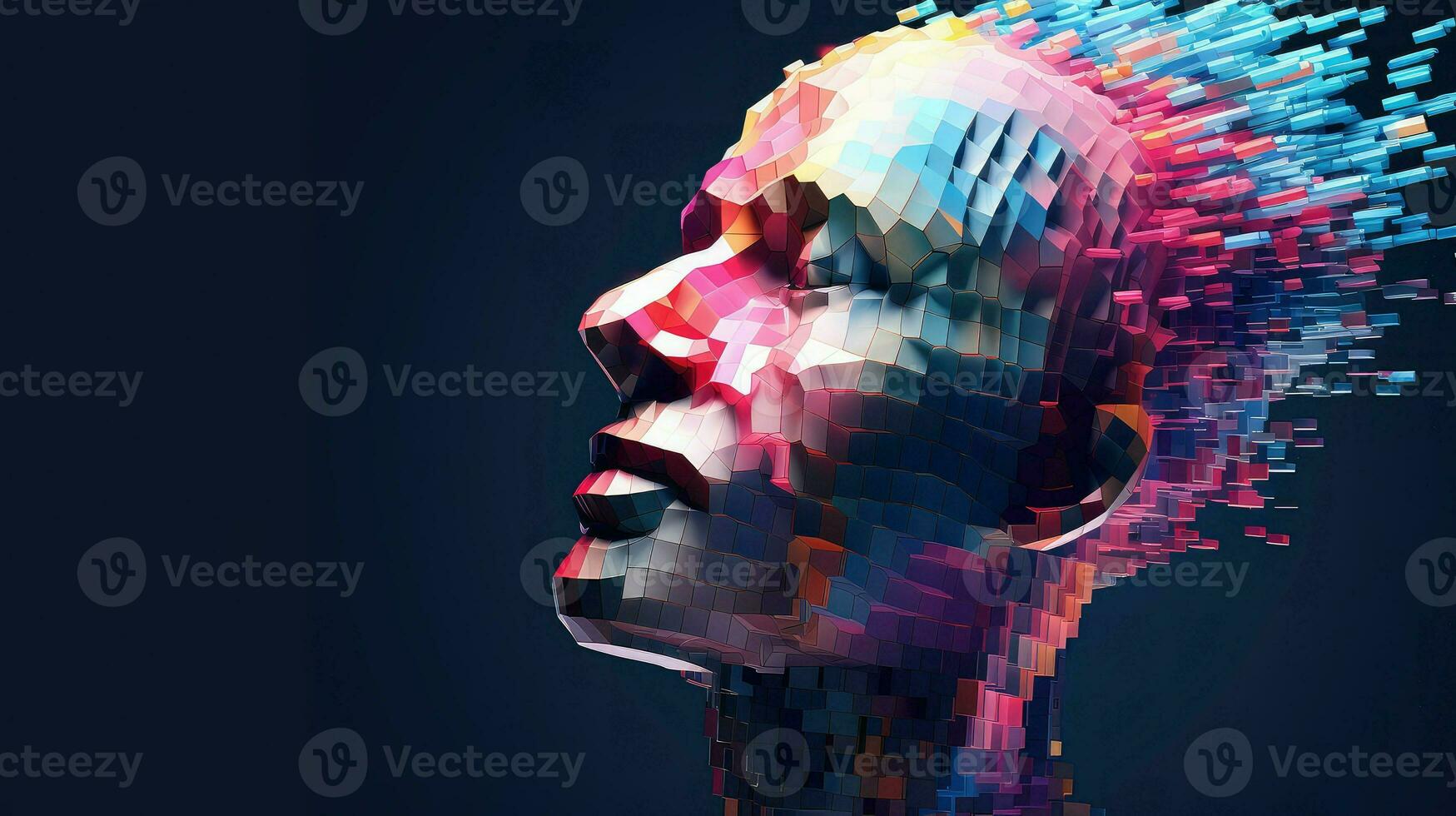 artificial voxel human head ai generated photo