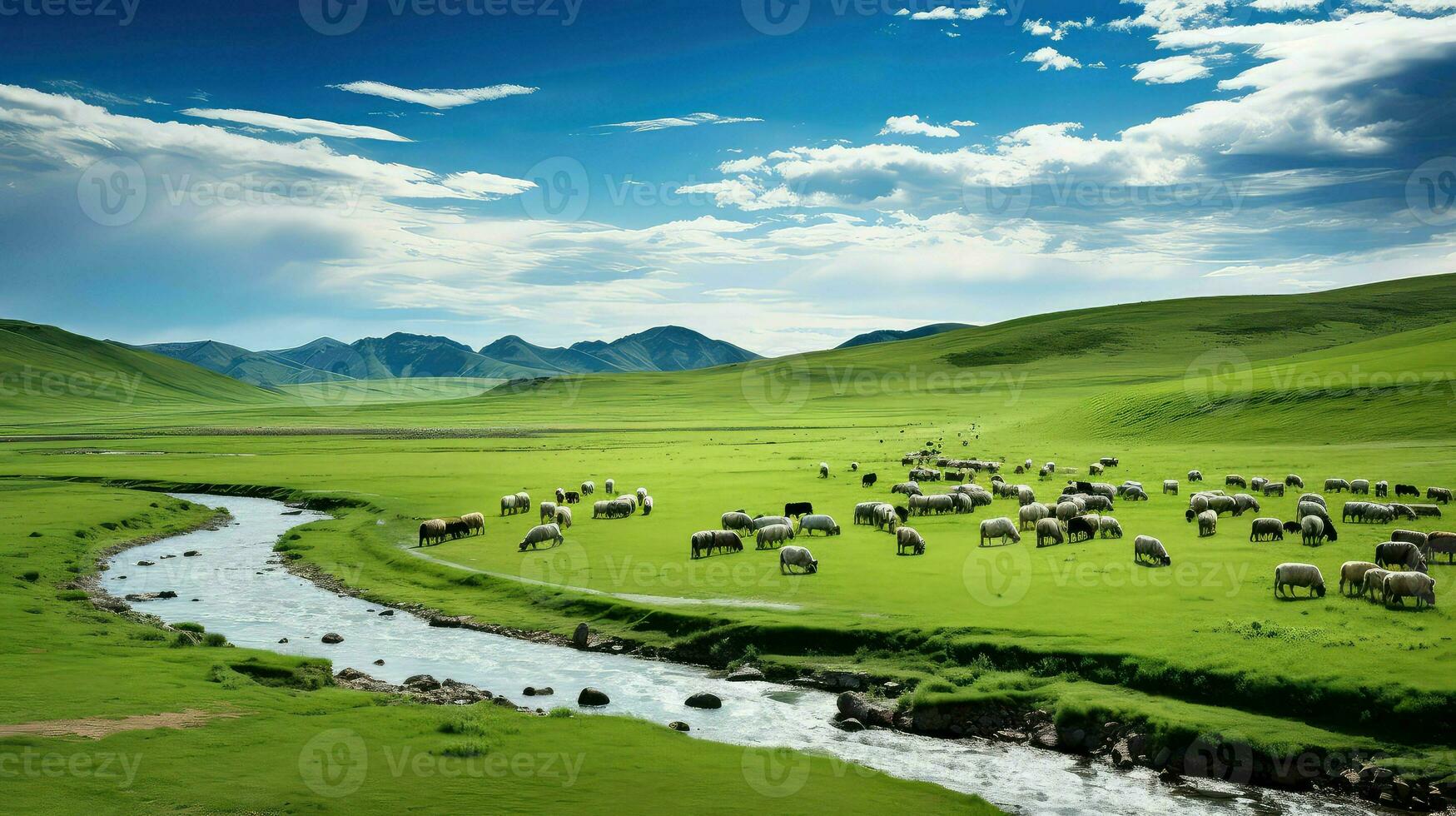 summer kazakh nomadic pastures ai generated photo