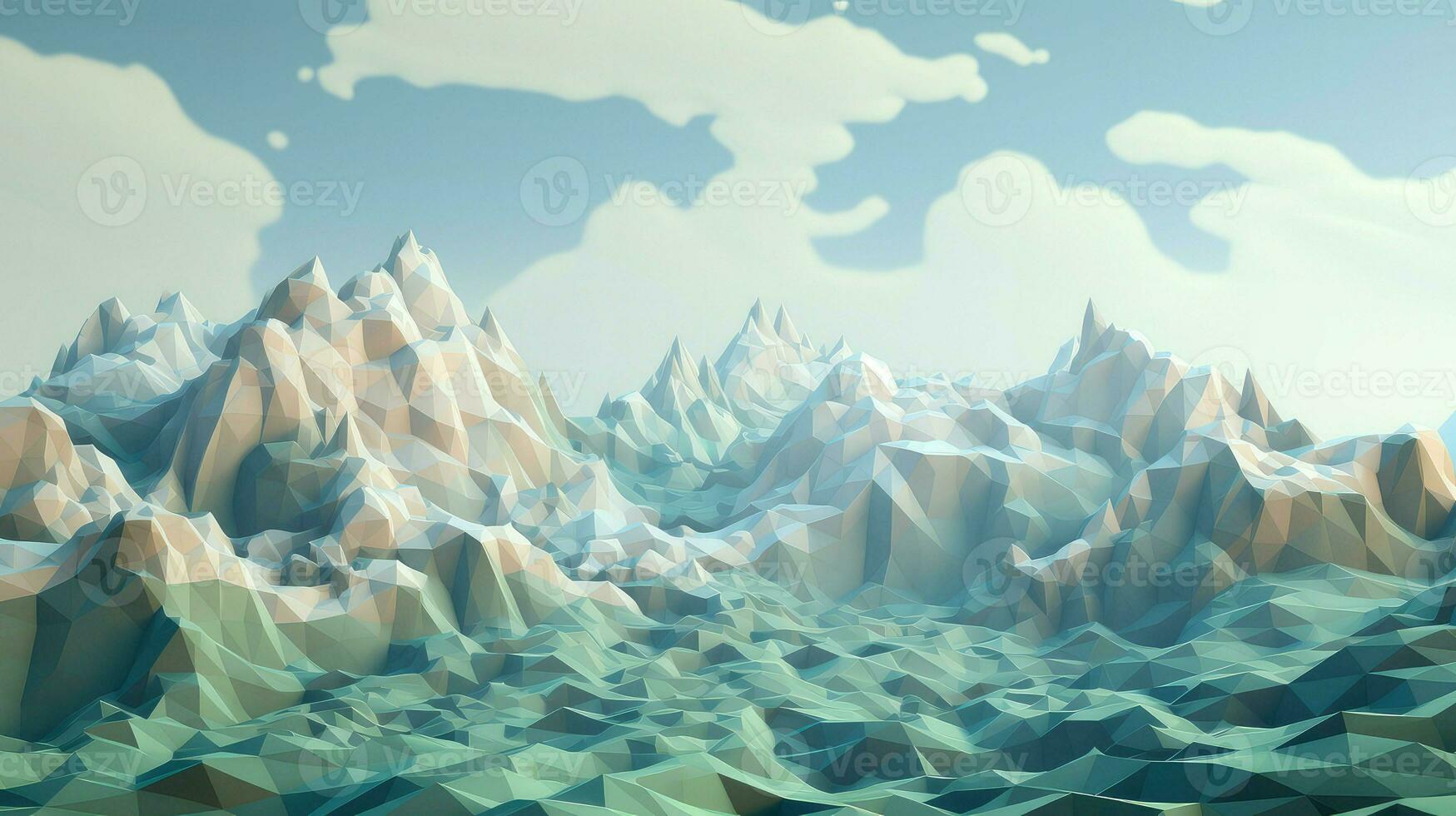background voxel mountain landscape ai generated photo