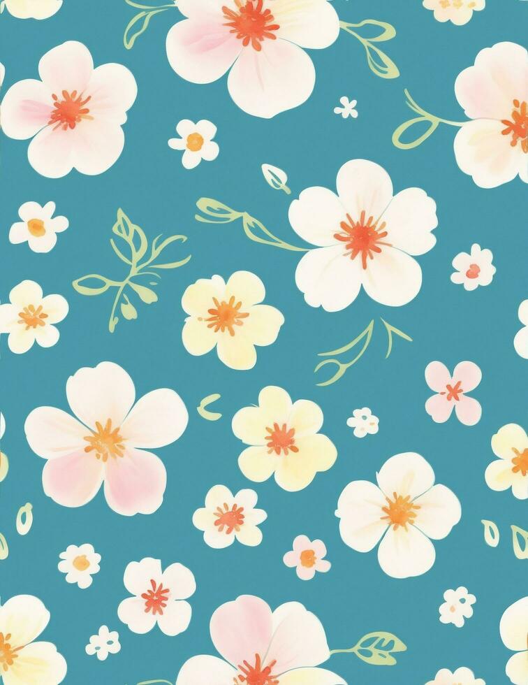 Seamless pattern floral, flower pattern ai generative photo