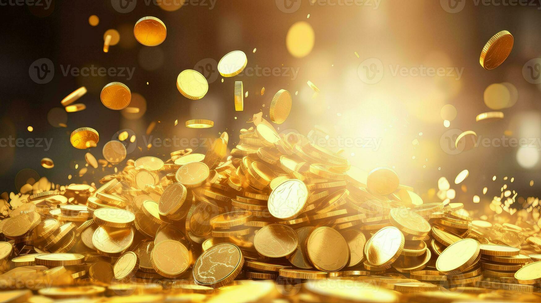 cash gold coin explosion ai generated photo