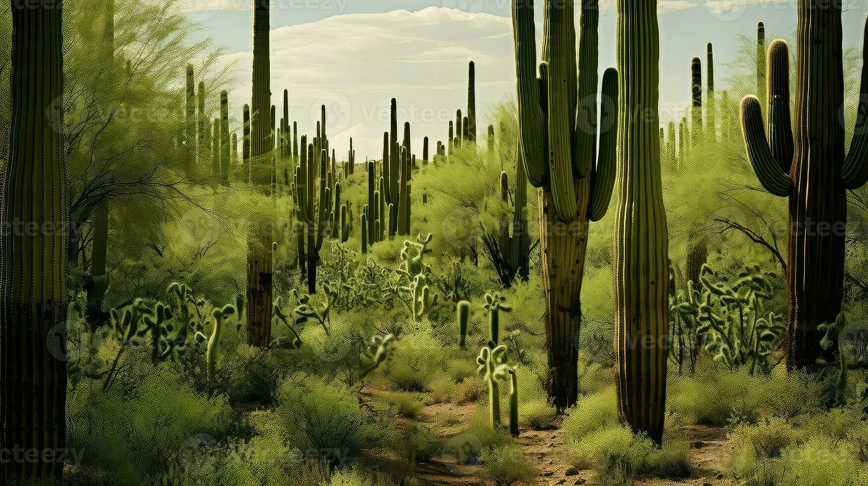 background cactus forest dense ai generated photo