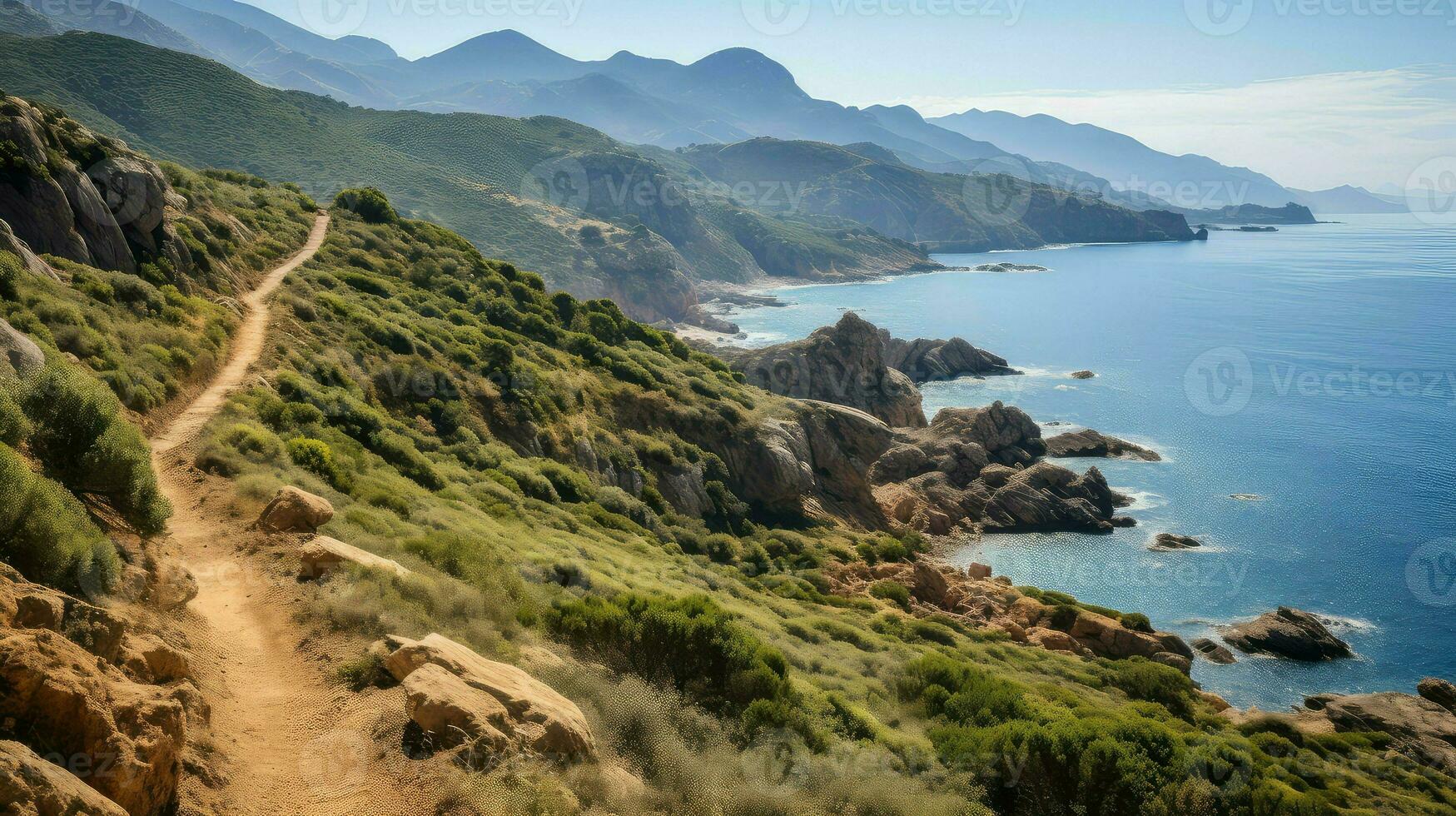 sea corsican coastal hiking ai generated photo