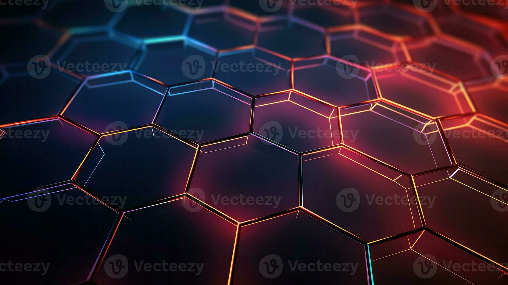 digital hexagon grid network ai generated photo