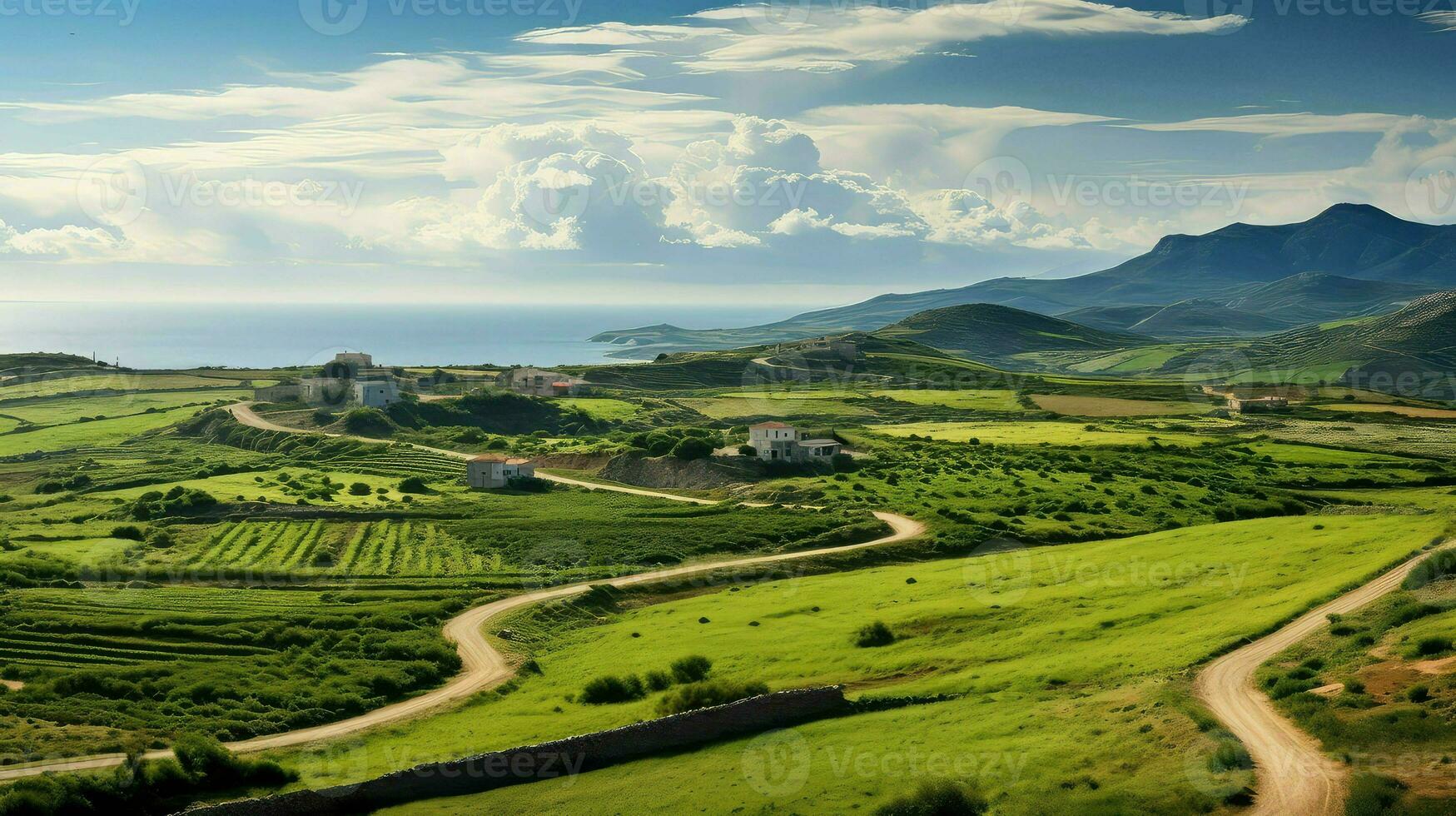 agriculture sardinian countryside rolling ai generated photo