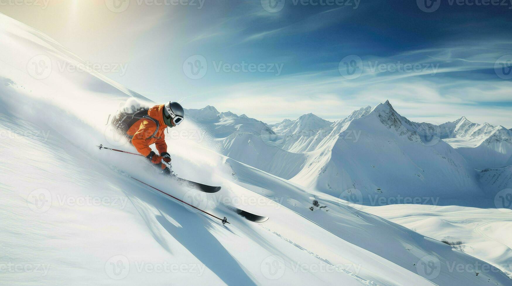 winter arctic skiing skiers ai generated photo