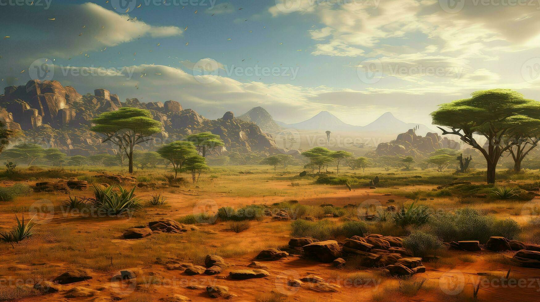 grass dry savanna landscape ai generated photo