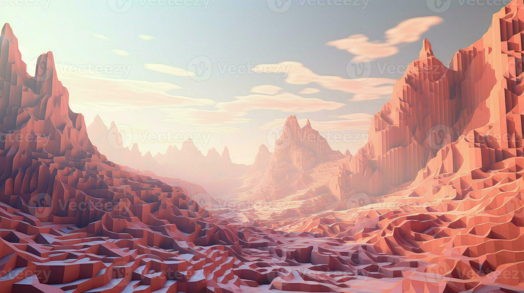 cube voxel surface landscape ai generated photo