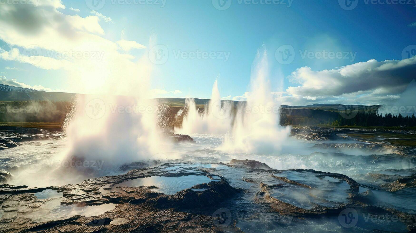 nature volcanic geysers erupting ai generated photo