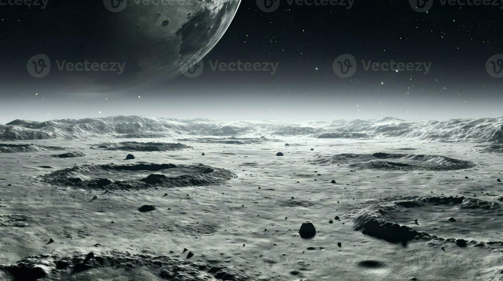 space lunar crater landscape ai generated photo