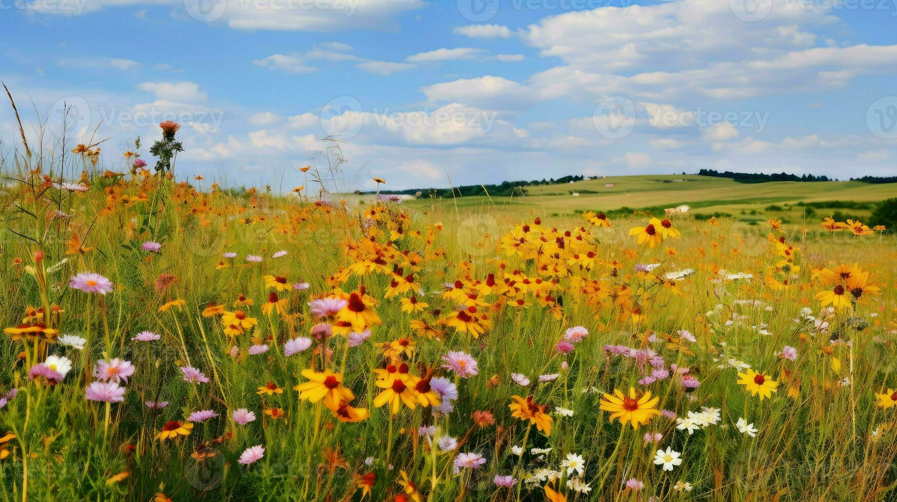 spring flowering prairie prairie ai generated photo