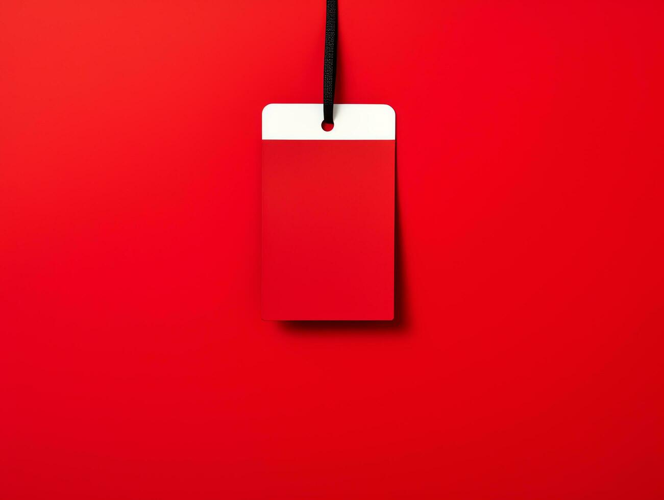 Blank empty price tag for sale promotion on red background, black friday concept, AI Generated photo