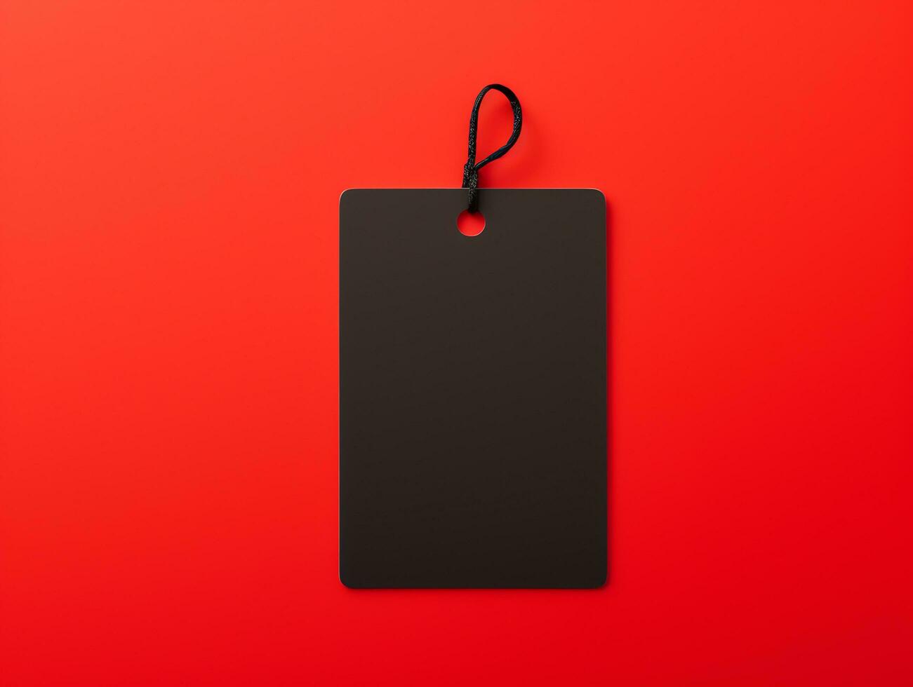 Blank empty price tag for sale promotion on red background, black friday concept, AI Generated photo