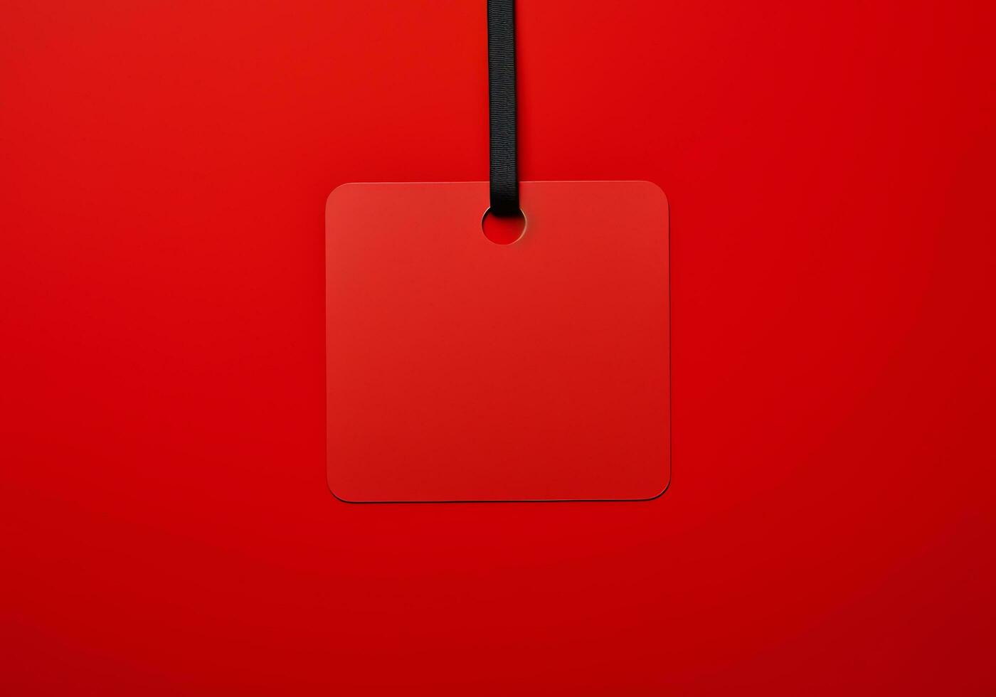 Blank empty price tag for sale promotion on red background, black friday concept, AI Generated photo