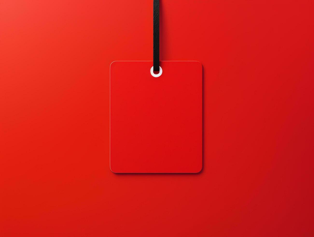 Blank empty price tag for sale promotion on red background, black friday concept, AI Generated photo