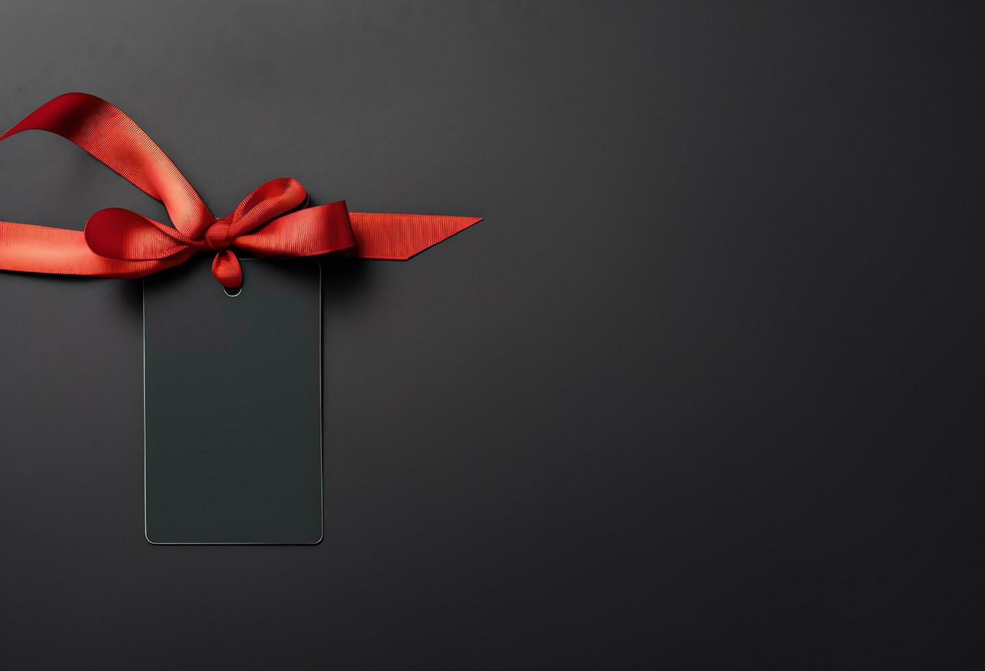 Blank empty black price tag for sale promotion on black background, black friday concept, AI Generated photo