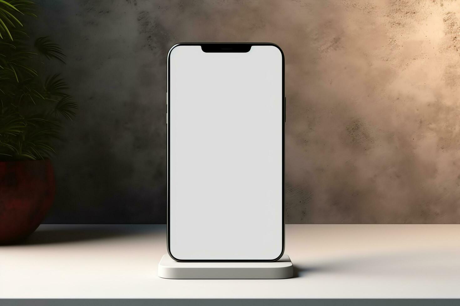 Blank screen mobile phone with mockup copy space, aesthetic social media template, AI Generated photo