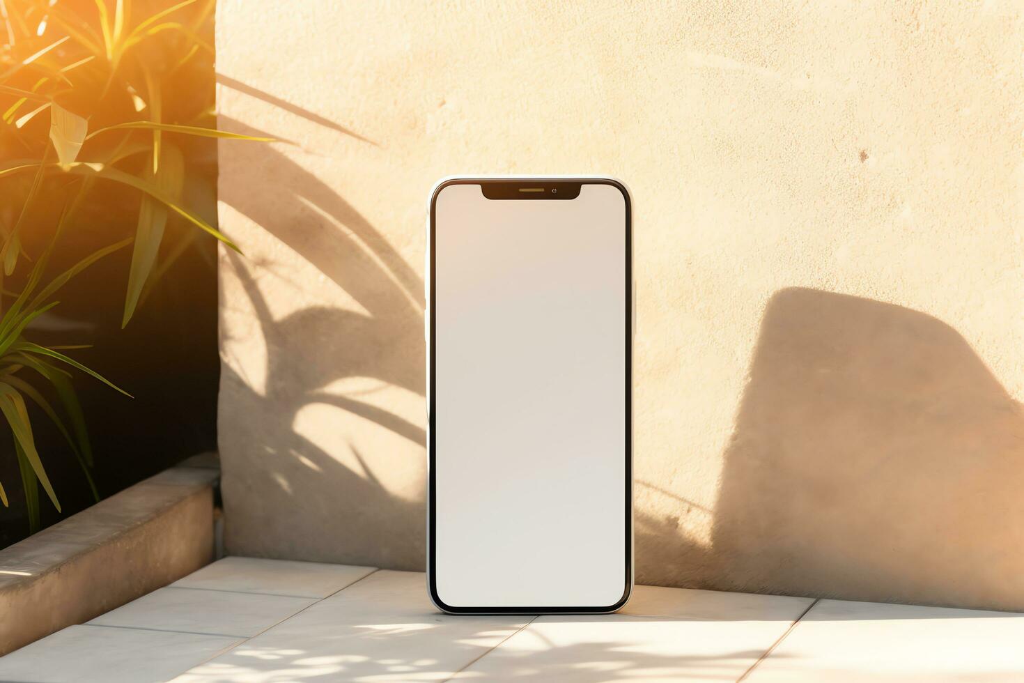 Blank screen mobile phone with mockup copy space, aesthetic social media template, AI Generated photo