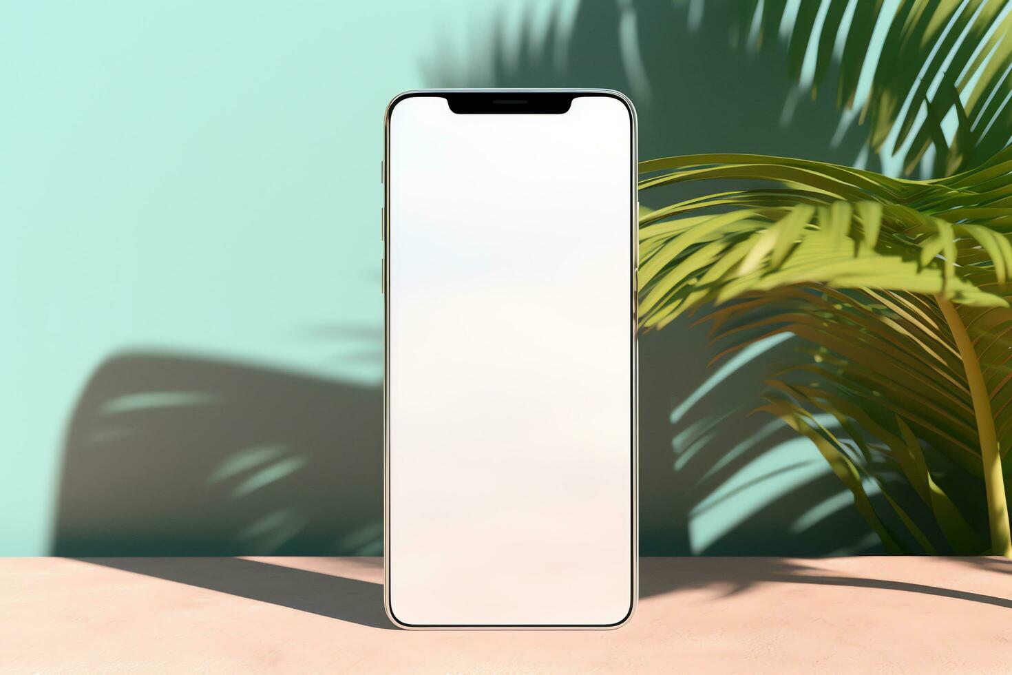 Blank screen mobile phone with mockup copy space, aesthetic social media template, AI Generated photo