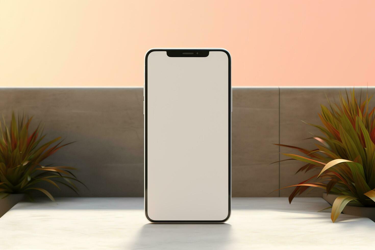 Blank screen mobile phone with mockup copy space, aesthetic social media template, AI Generated photo