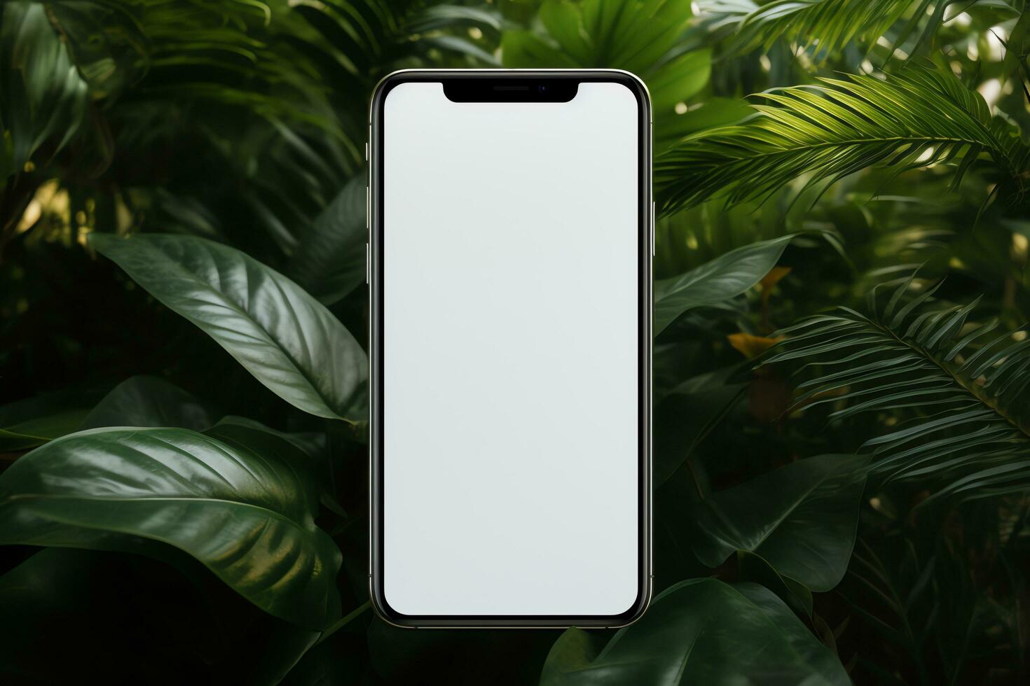 Blank screen mobile phone with mockup copy space, aesthetic social media template, AI Generated photo
