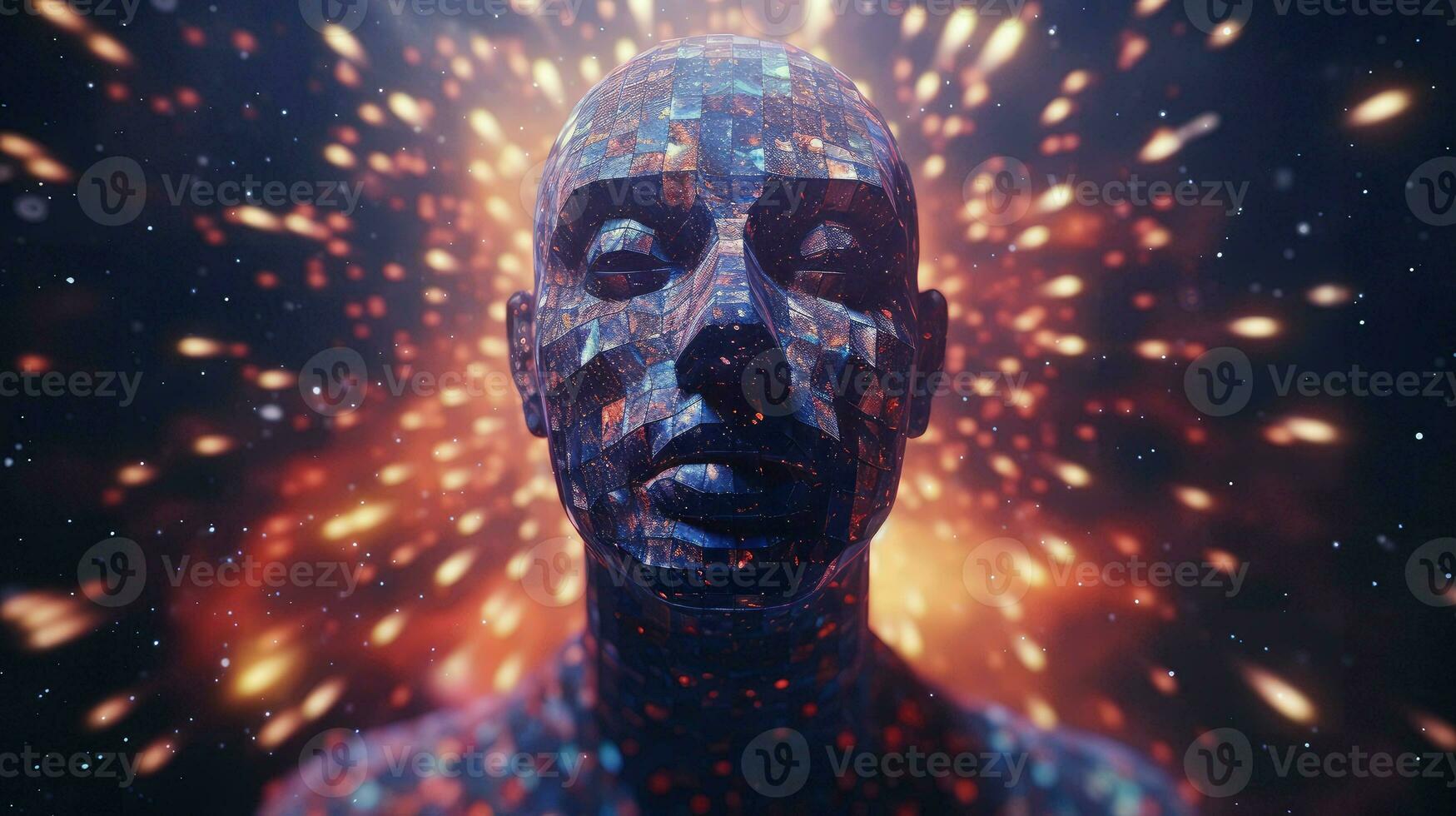 digital voxel human head ai generated photo