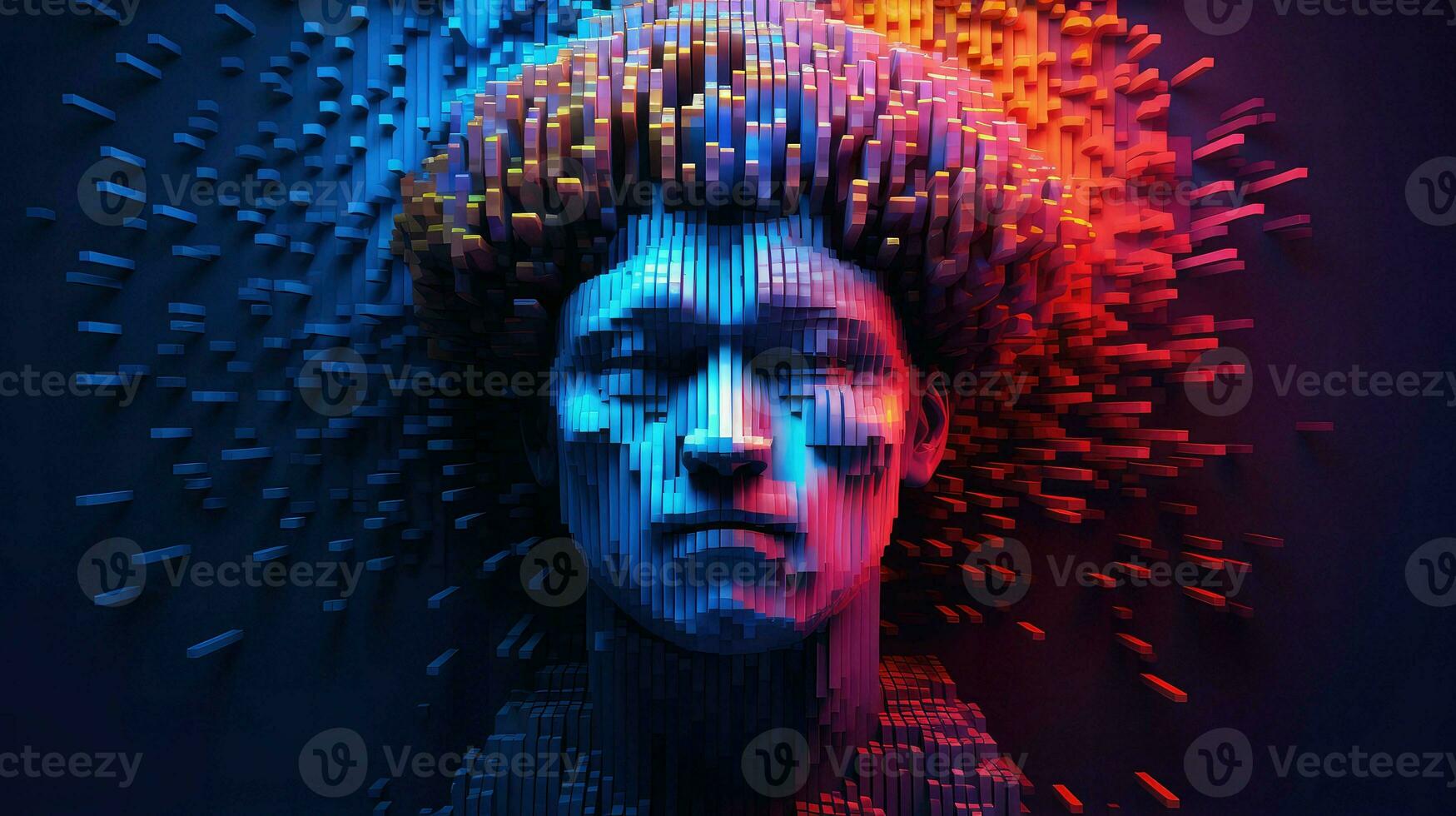 face voxel human head ai generated photo