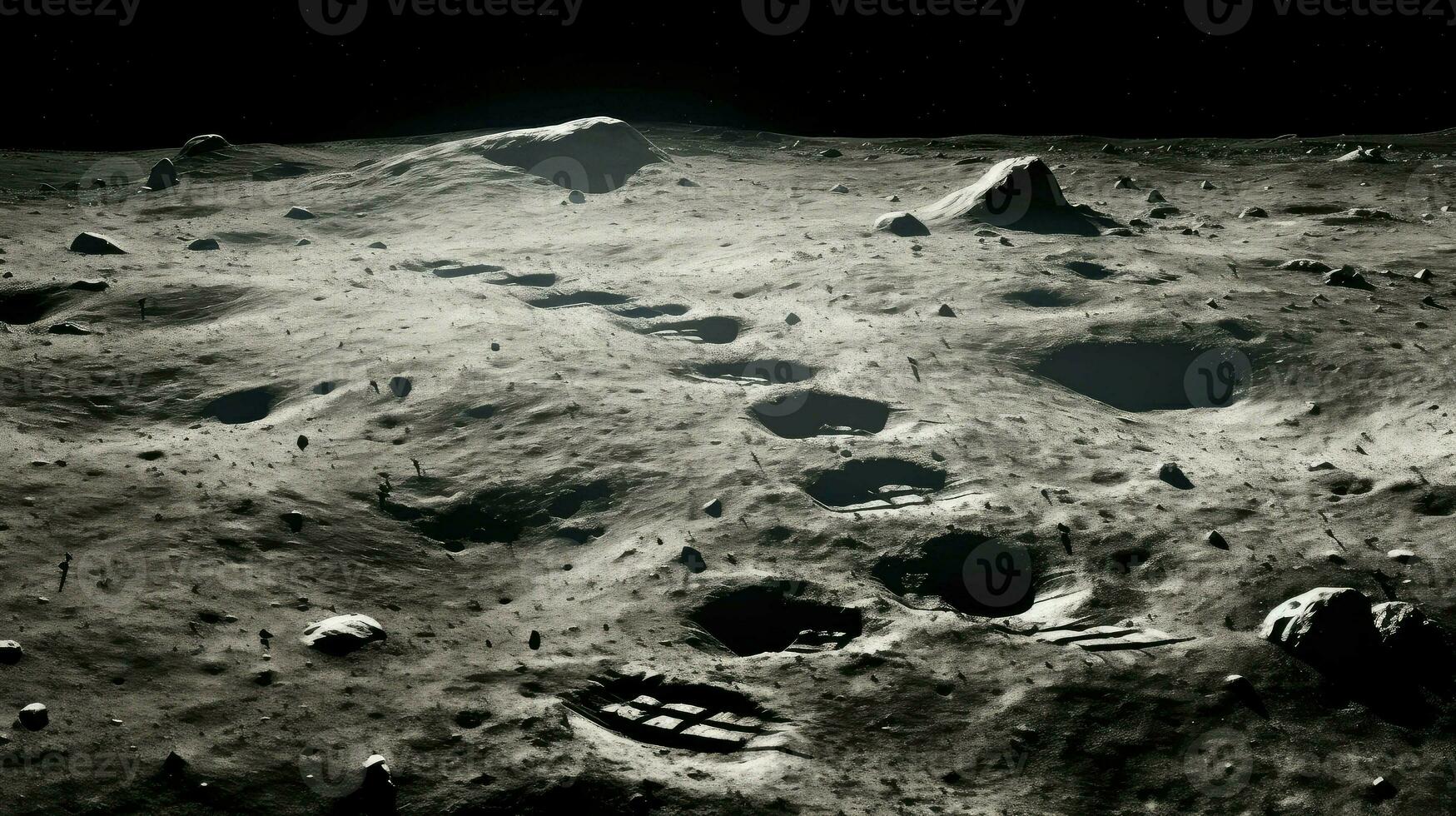 moon lunar crater landscape ai generated photo