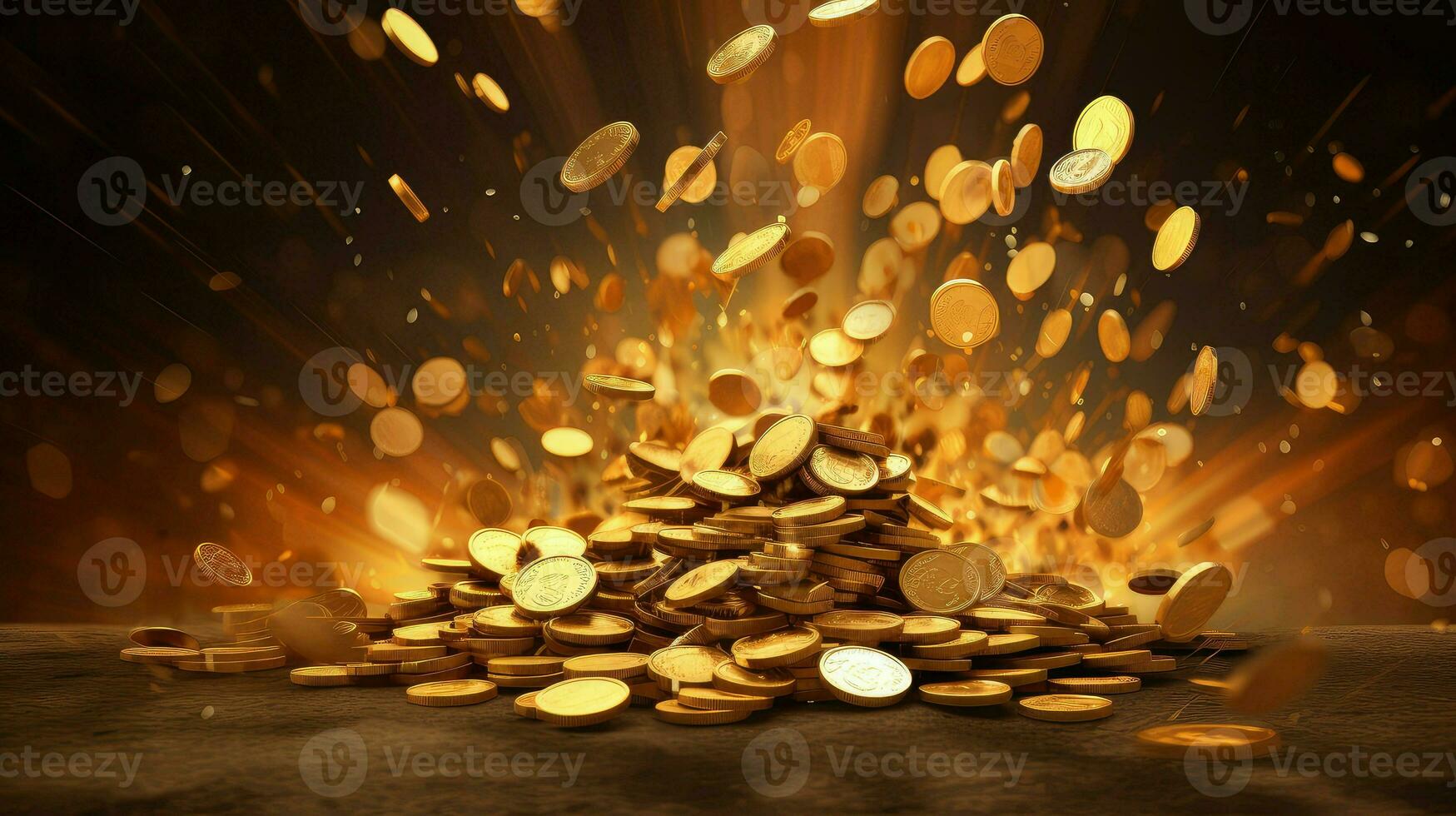 win gold coin explosion ai generated photo