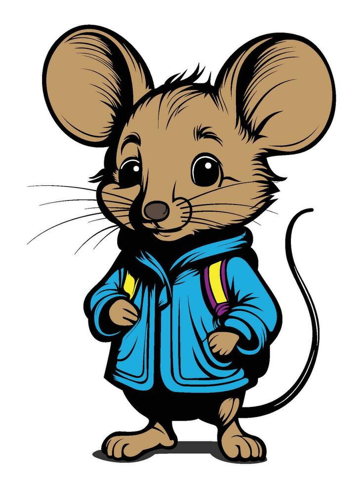 Little mouse character having an adventure, on a white background vector