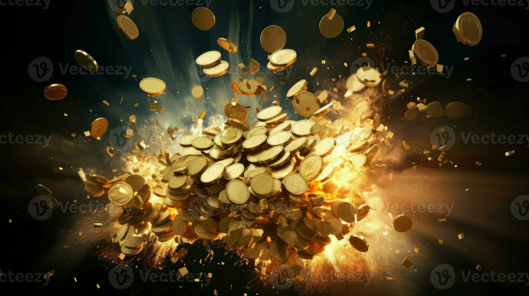 win gold coin explosion ai generated photo