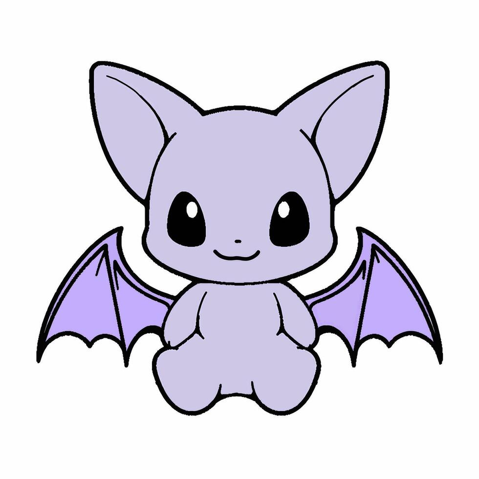 Cartoon style bat. Hand drawn Vector illustration.