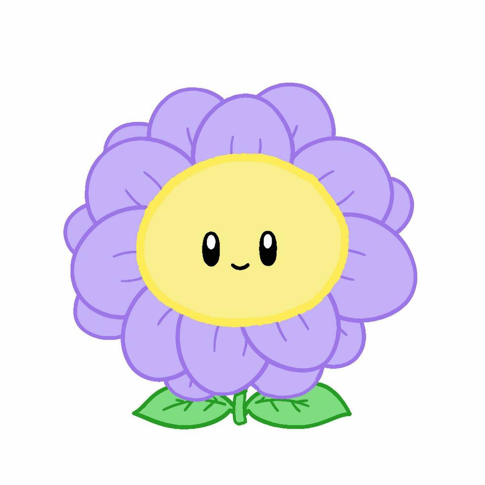 Cartoon style flower. Hand drawn Vector illustration.