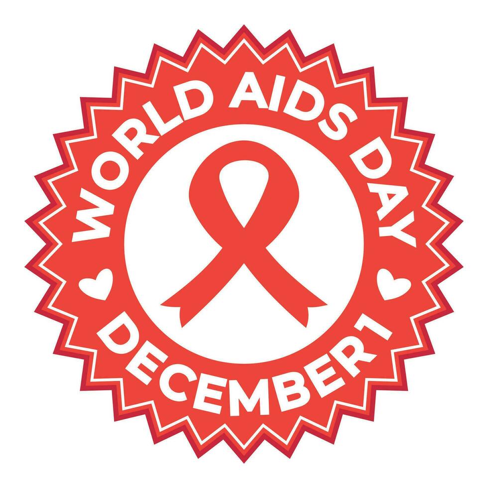 world AIDS day sticker label, vector isolated on white background. ornament design for banner, poster, social media, flyer, flyer, web.