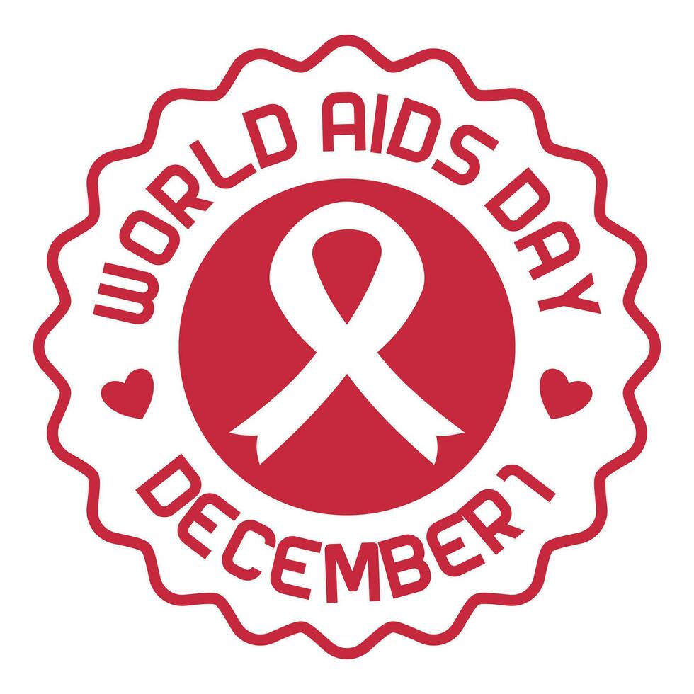 world AIDS day sticker label, vector isolated on white background. ornament design for banner, poster, social media, flyer, flyer, web.