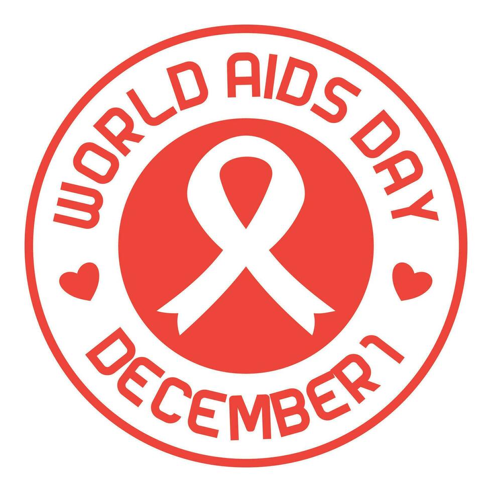 world AIDS day sticker label, vector isolated on white background. ornament design for banner, poster, social media, flyer, flyer, web.
