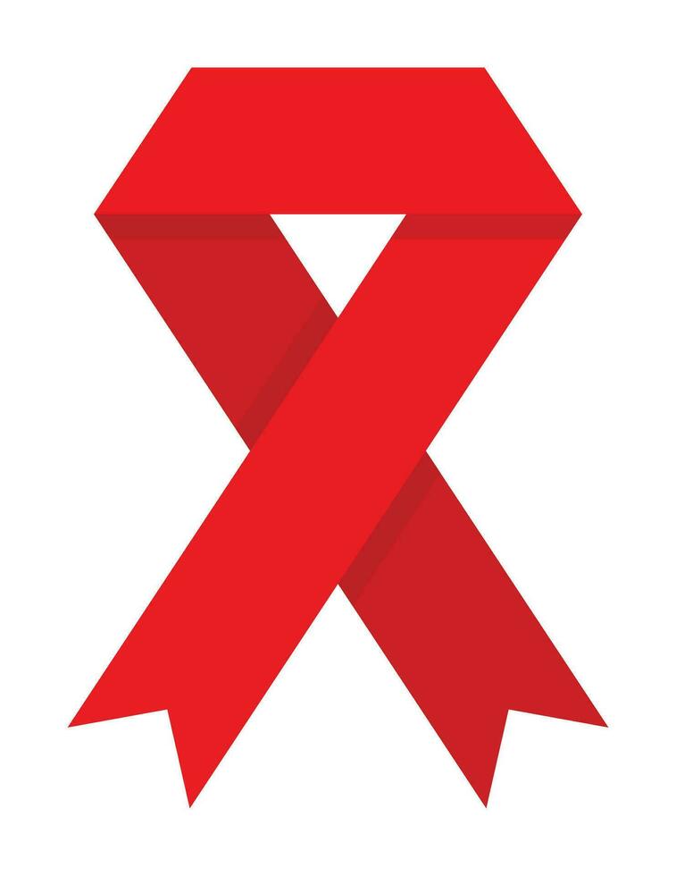 red ribbon icon, symbol of aids day. vector isolated on white background.