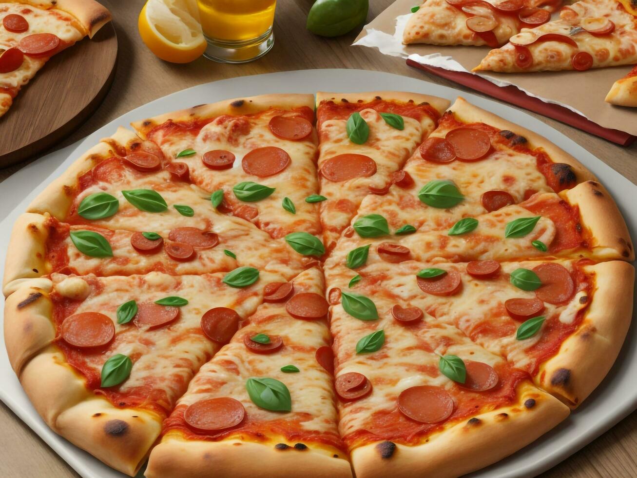 pizza beautiful close up image ai generated photo
