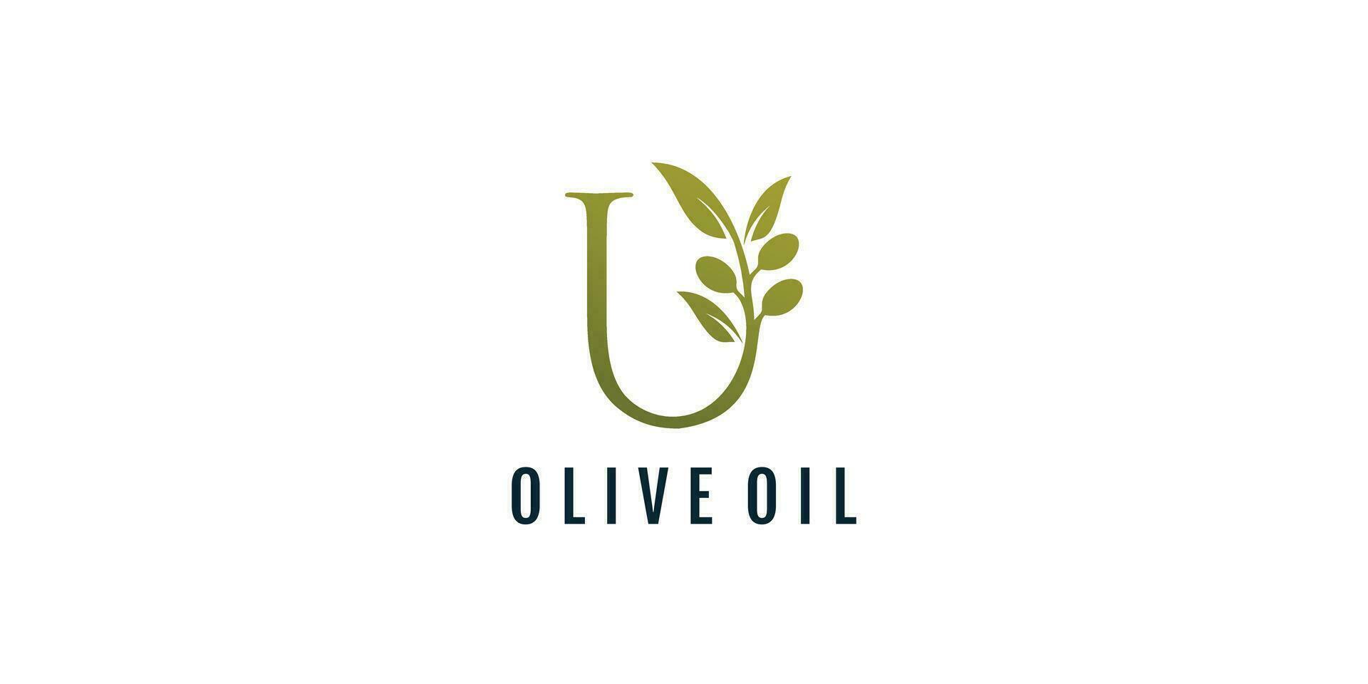 Letter U logo design element vector with olive concept