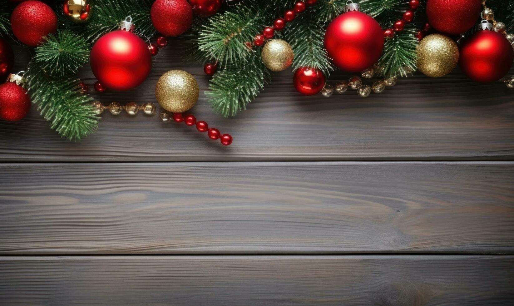 christmas frame border wooden background AI Generated photo