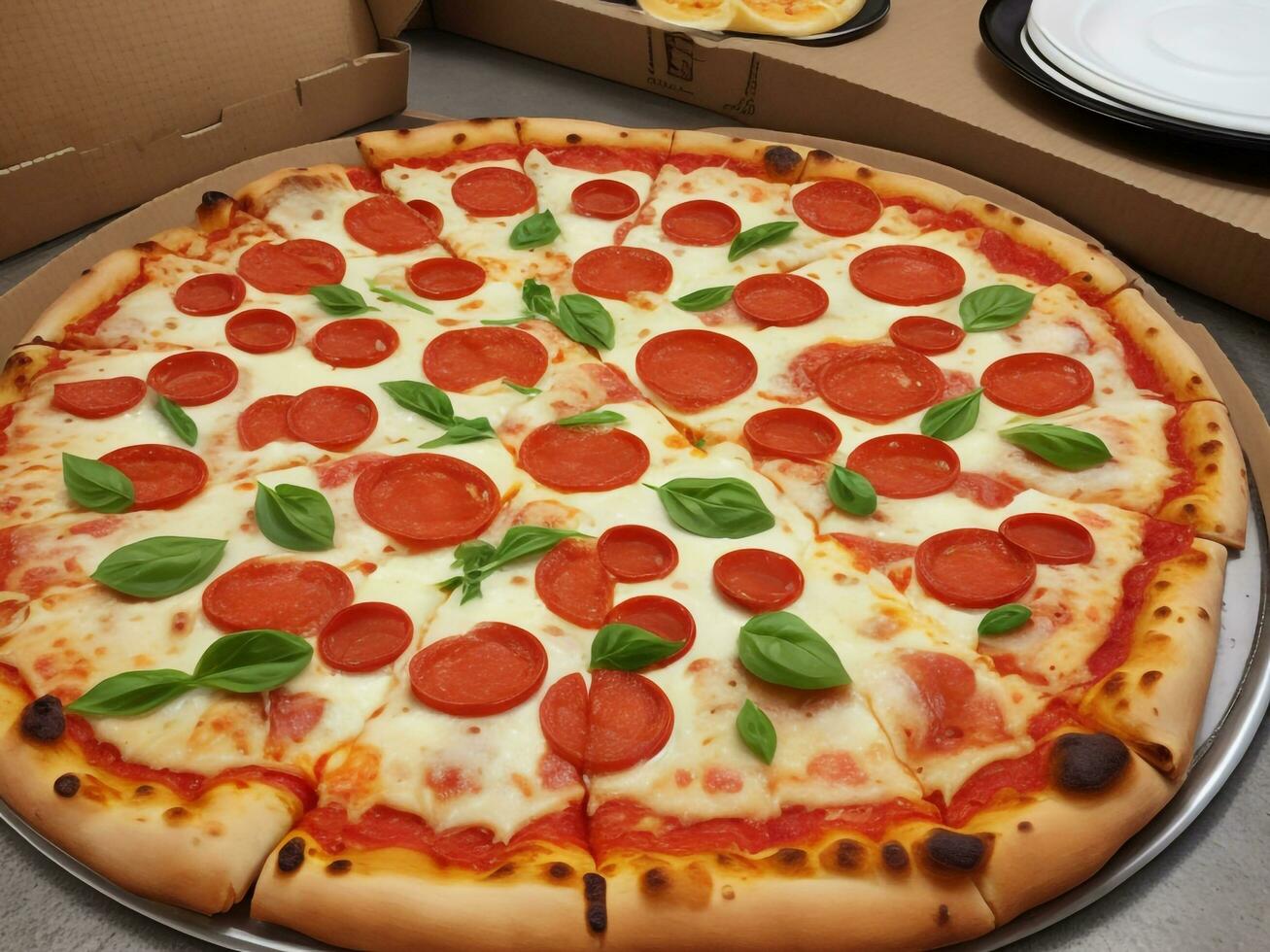 pizza beautiful close up image ai generated photo