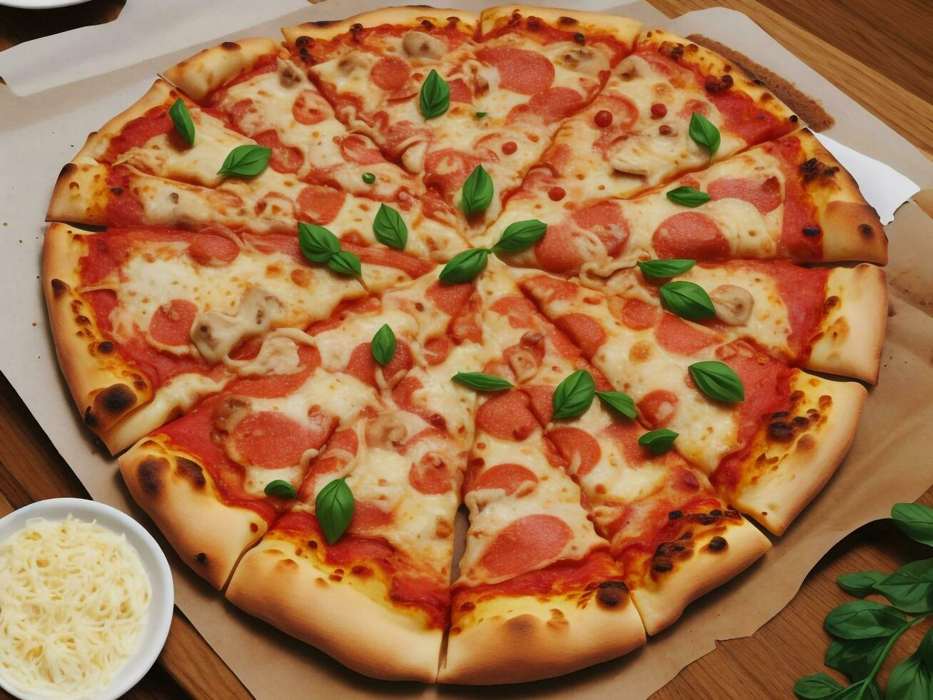 pizza beautiful close up image ai generated photo