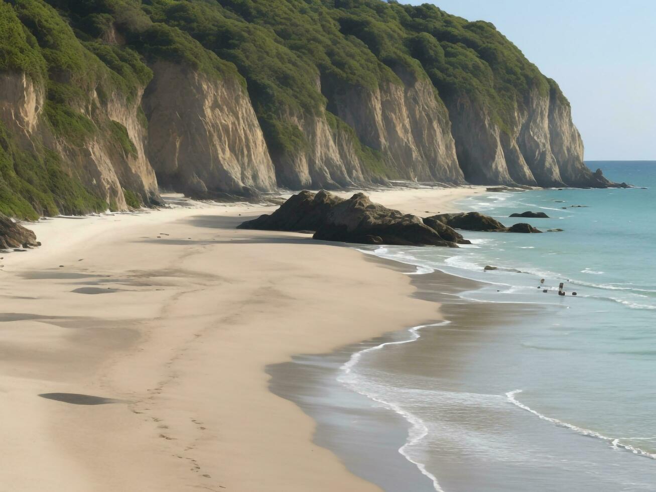 playa hermosa cerca arriba imagen ai generado foto