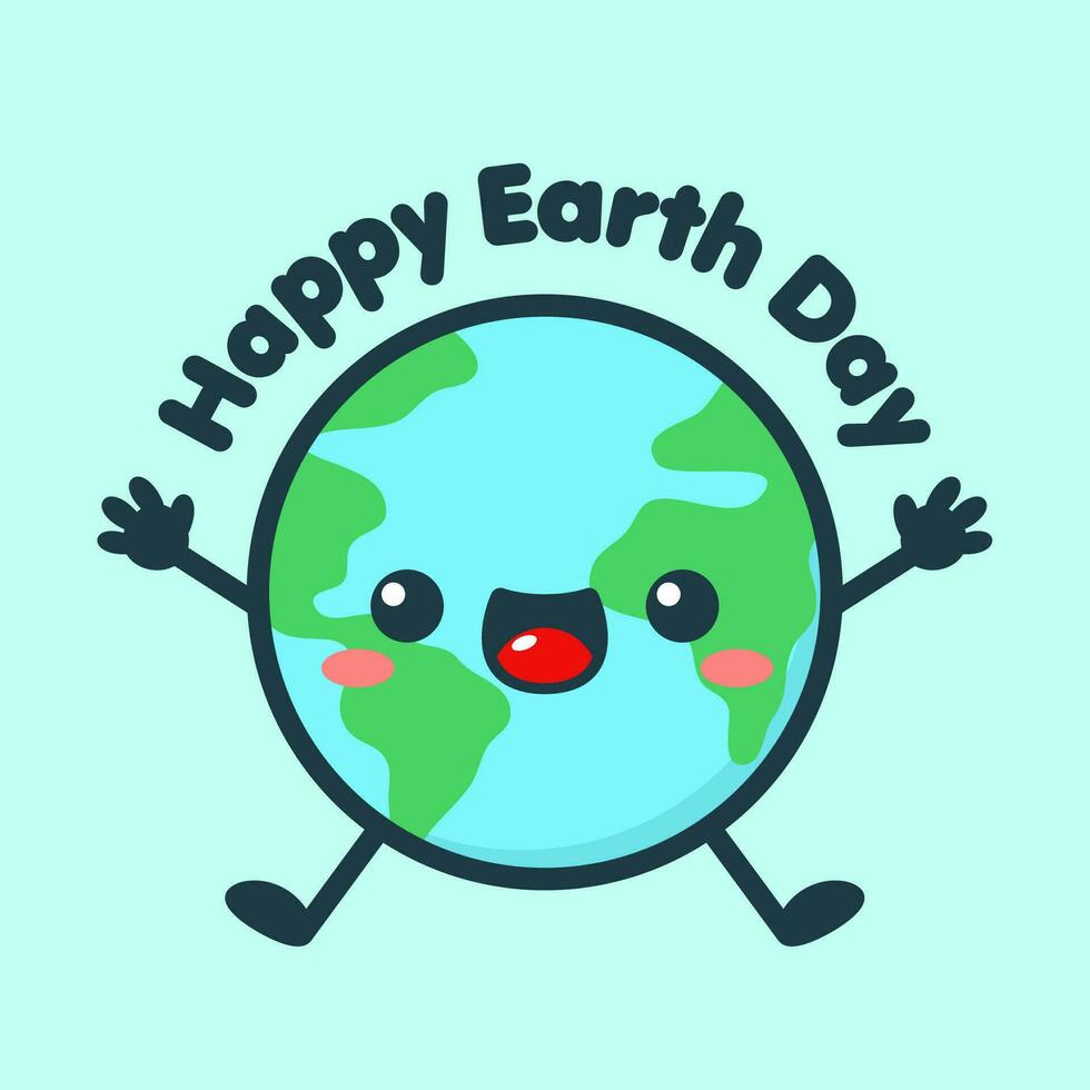 Cute And Kawaii Style Earth Character vector