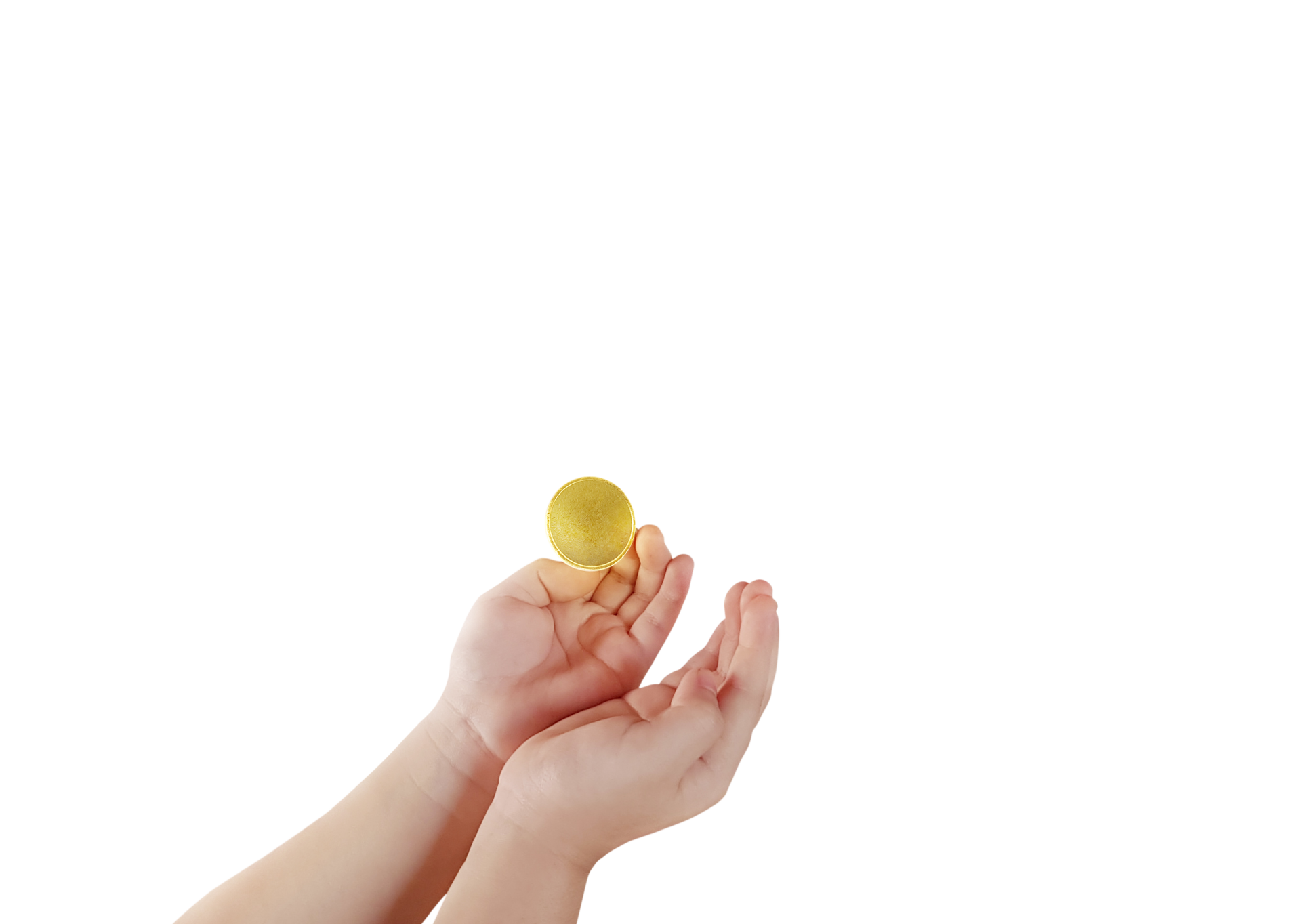 Children's hands receiving gold coins PNG transparent 32460325 PNG