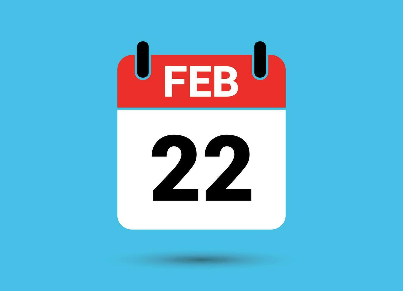 22 February Calendar Date Flat Icon Day 22 Vector Illustration