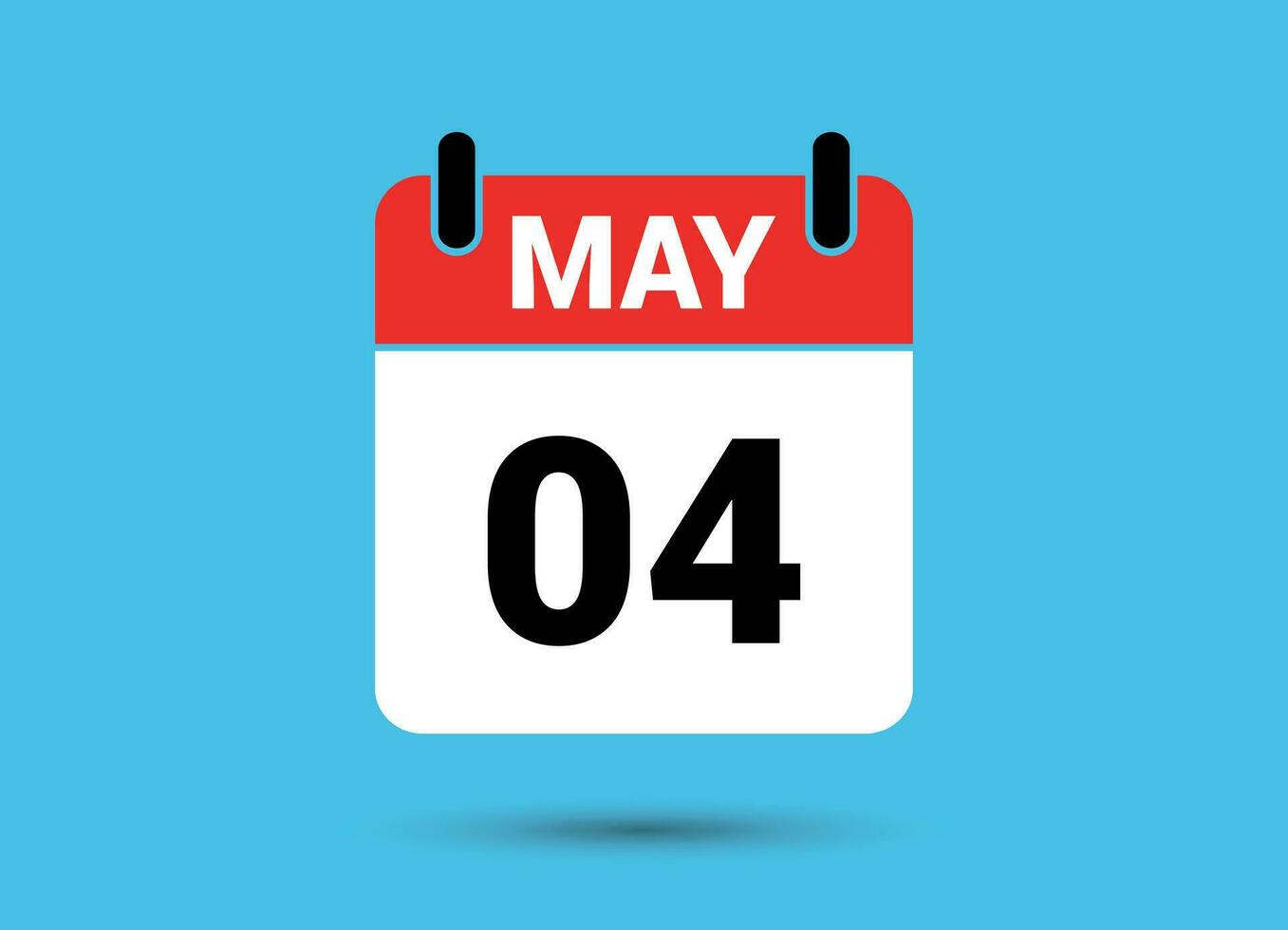 4 May Calendar Date Flat Icon Day 4 Vector Illustration
