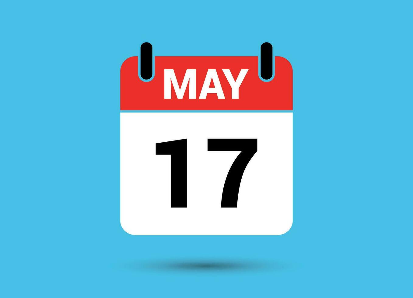 17 May Calendar Date Flat Icon Day 17 Vector Illustration