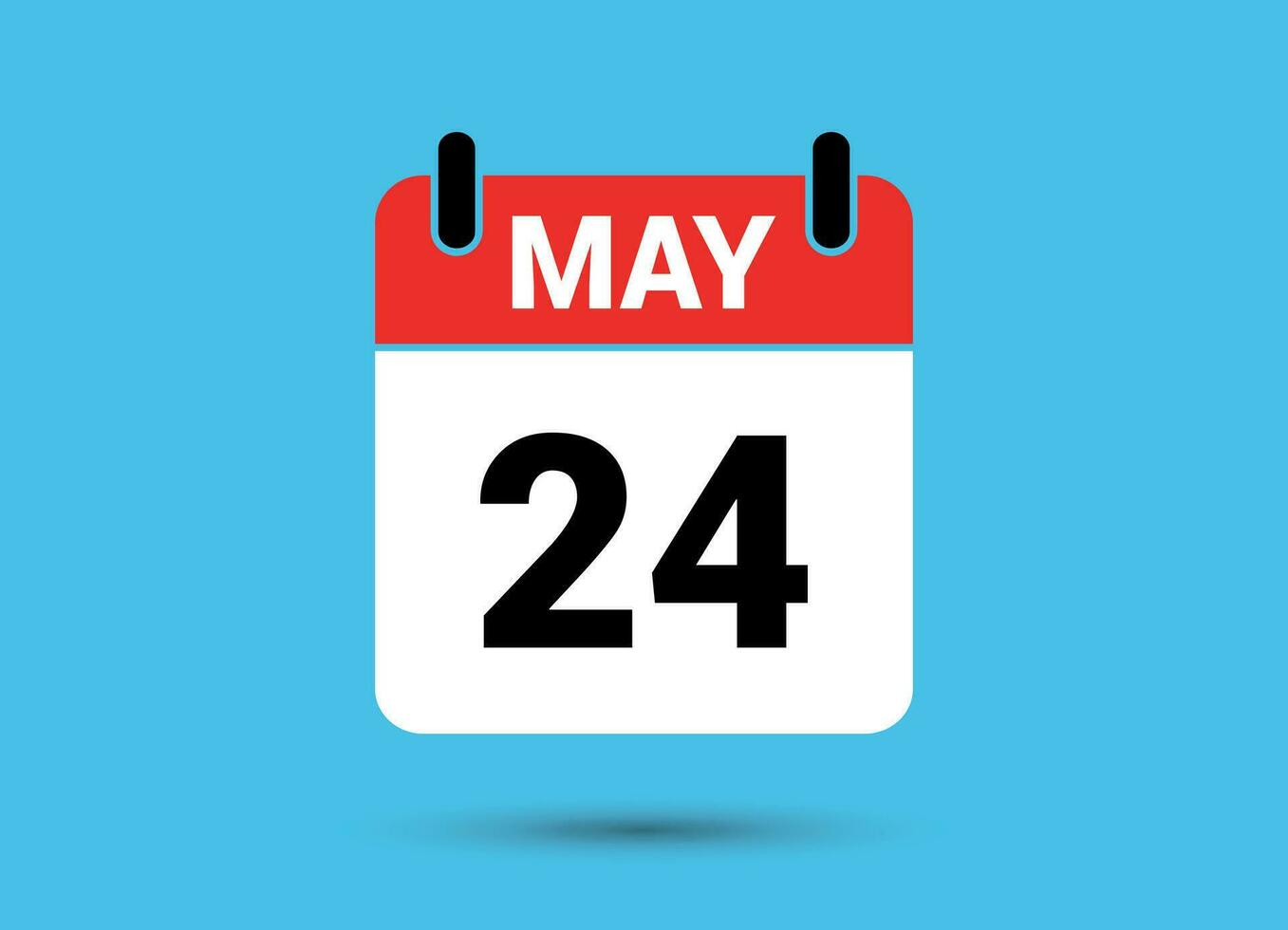 24 May Calendar Date Flat Icon Day 24 Vector Illustration