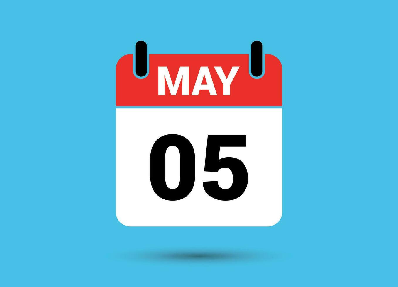 5 May Calendar Date Flat Icon Day 5 Vector Illustration